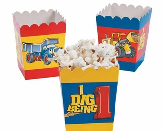 Construction Treat Box Construction Site Party Favor Box Set of 10 Construction theme party. Construction Popcorn Boxes