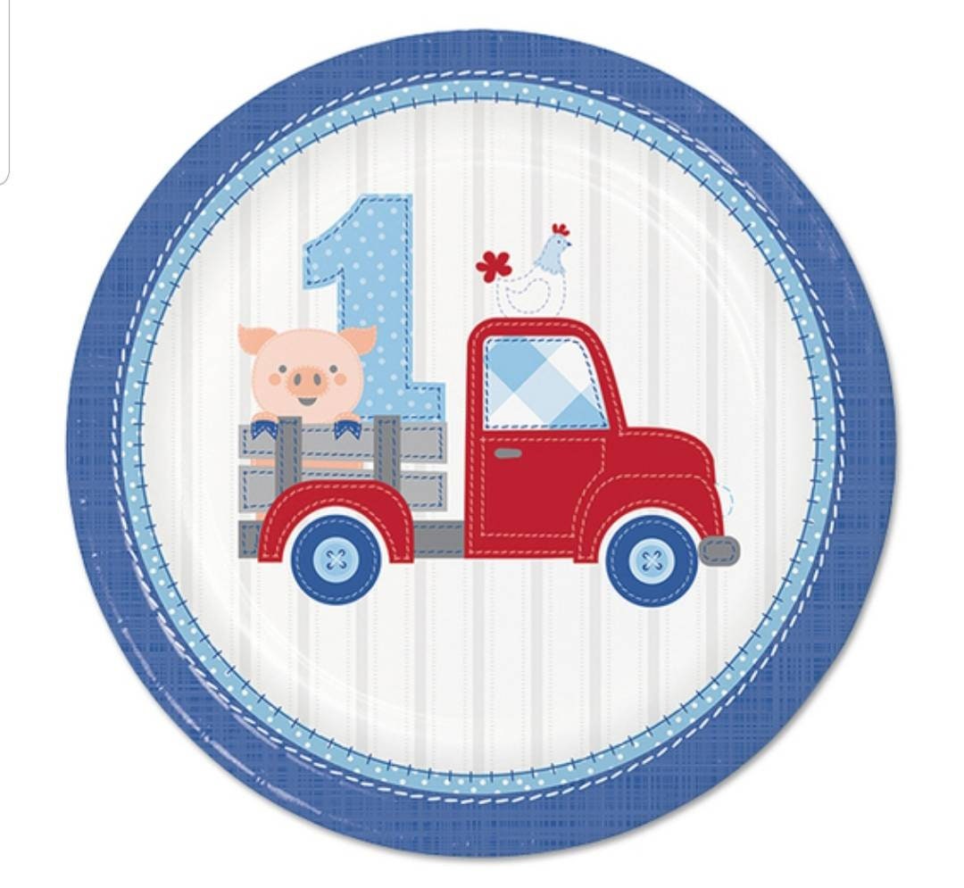 Farm party plates farm first birthday dinner plates barnyard party truck first birthday truck party truck plates set of 8 9