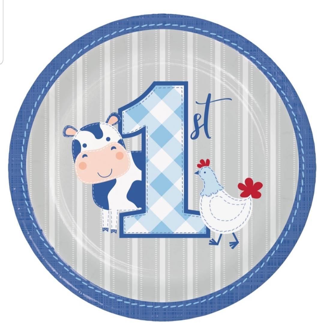 Farm birthday plates farm party plates truck party plates truck birthday farm 7 dessert plates set of 8