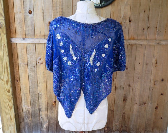 1980's Sequinned Butterfly Top - Vintage - Disco … - image 2