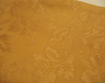 Vintage Tone on Tone Golden Yellow Cotton Damask Fabric