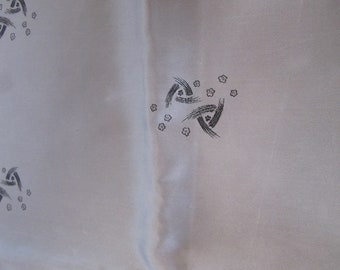 Vintage Smokey Gray Satin With Minimalist Asian Design