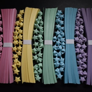 100 Origami Star Paper Strips, Pastel Origami Lucky Star, Paper Only, 0.5" x 8.5" (Sets of 100)