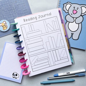 Reading journal pages, book nook log, bookshelf printed page, book nook journal log, reading goals, reading challenge, REA01