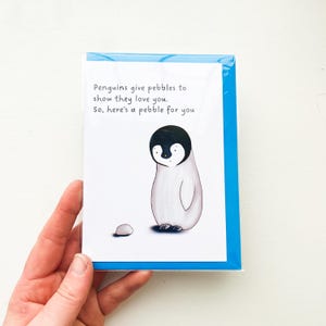 Süßer Pinguin Karte, Love you Karte, Freundschaftskarte, Blanko Grußkarte, Karte für Freund,