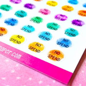 Hoja de pegatinas para no gastar, pegatinas para bullet journal, pegatinas con iconos, pegatinas de seguimiento de gastos, pegatinas de gastos simples, pegatinas de seguimiento de dinero