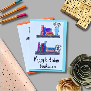 Tarjeta de cumpleaños para un ratón de biblioteca, tarjeta de cumpleaños para un amante de los libros, tarjeta para un amigo, tarjeta de cumpleaños en blanco, tarjeta de cumpleaños para niños, tarjeta para un nerd de los libros