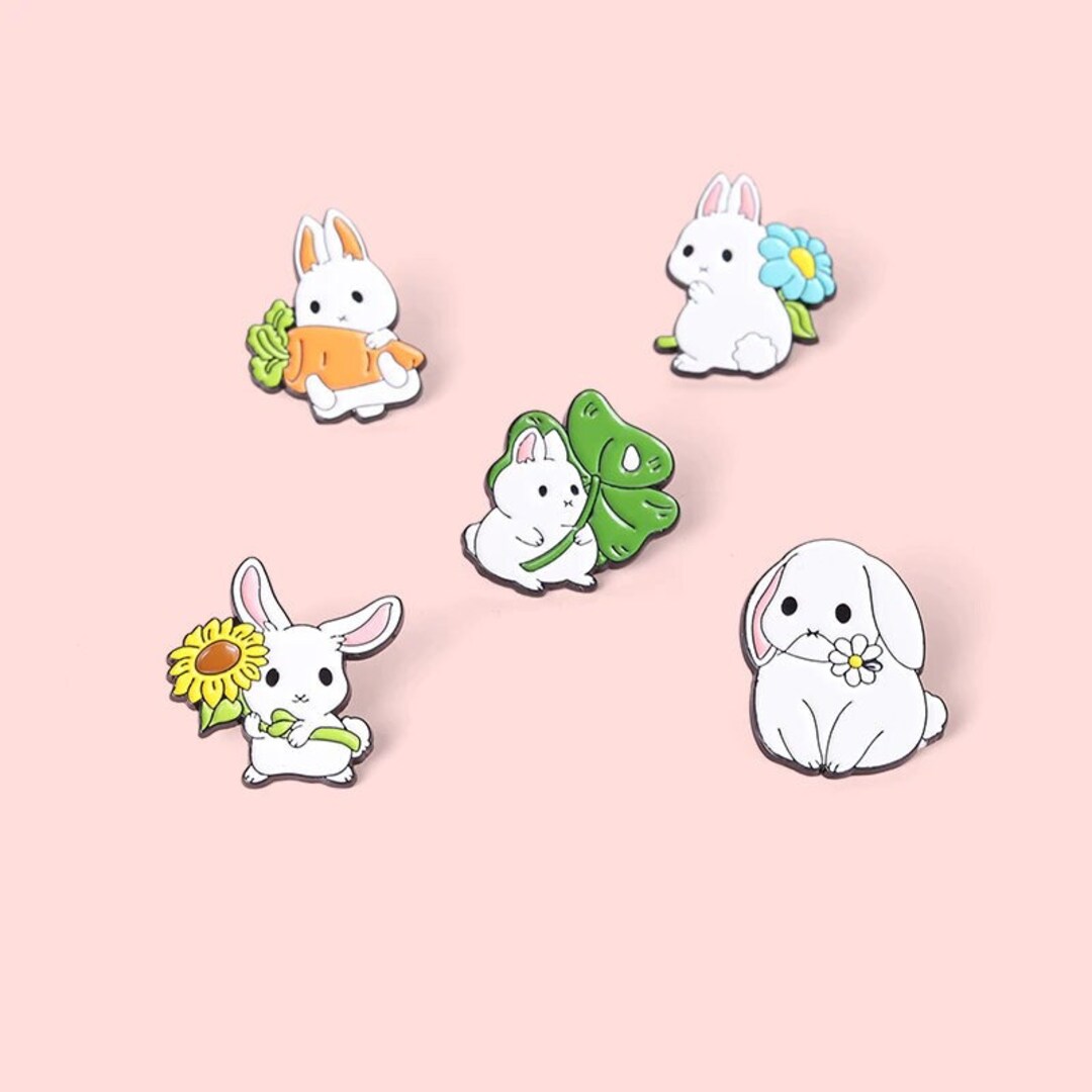 Cute Rabbits Enamel Pin Cute Animal Enamel Pin Set Adorable - Etsy