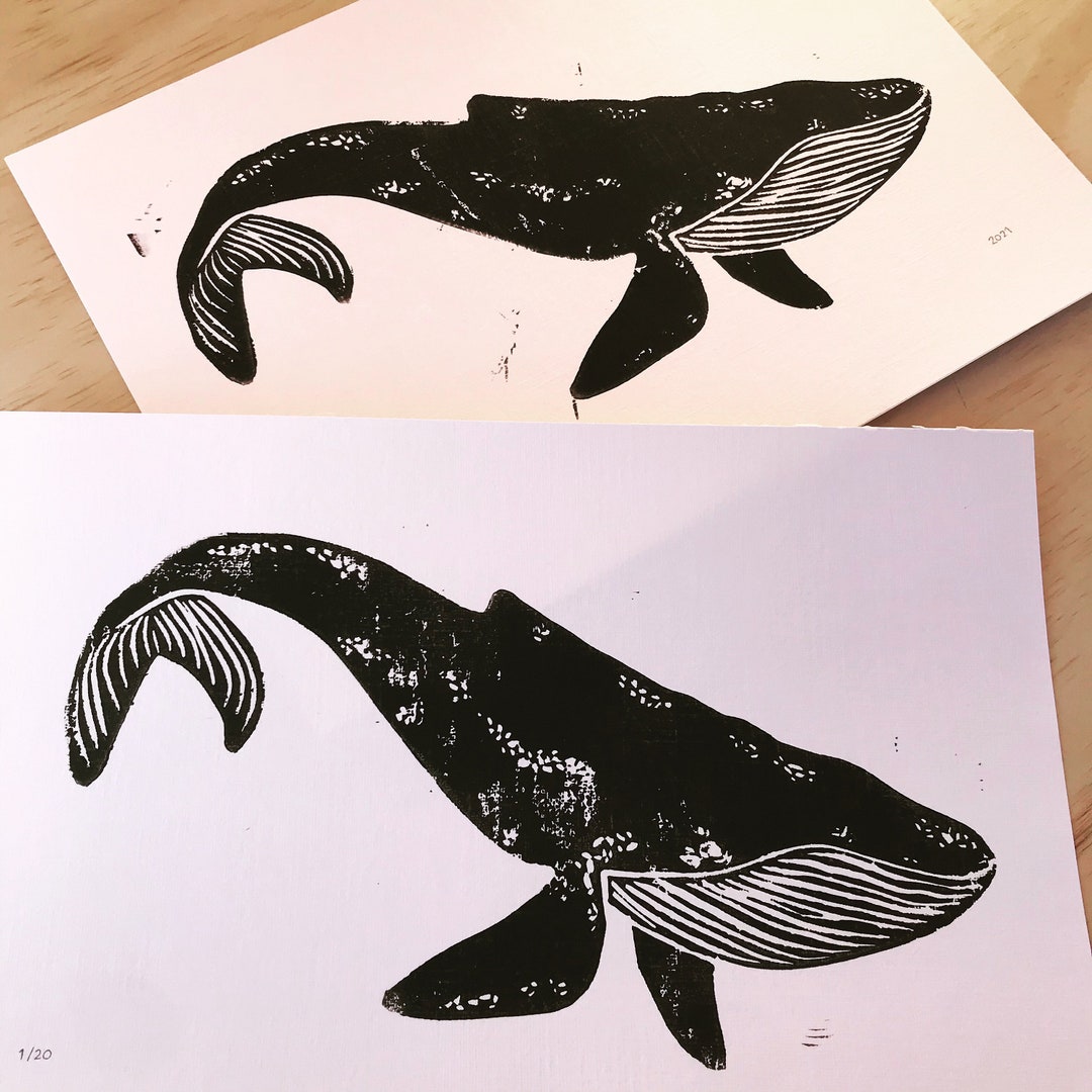Humpback Whale A4 Lino Print - Etsy