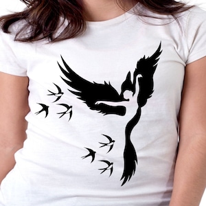 Dancing Woman Bird SVG, Raven svg, Dancer svg, Cool T Shirt svg, Silhouette cut file, Cricut file, dxf, pdf, png, eps, Instant Download image 1