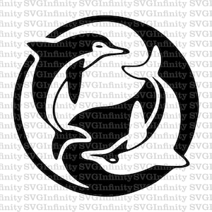 Yin Yang Dolphins SVG, Dolphin Silhouette, Dolphin Clipart, Animaux, Silhouette Cut File, svg For Cricut, png, eps, Téléchargement numérique instantané