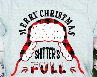 Merry Christmas Shitter's Full SVG, National Lampoons Christmas Vacation, Buffalo Plaid, Clark Griswold, Winter Holidays, Ear Flap Hat png