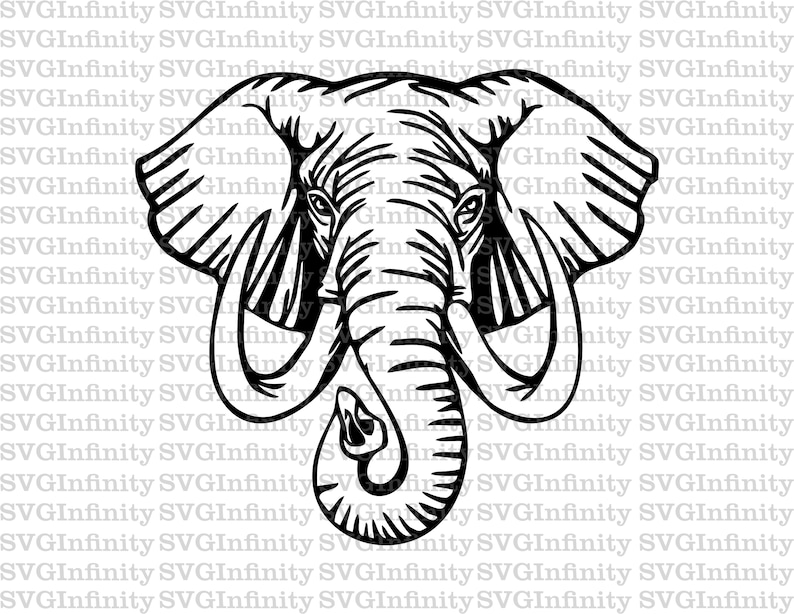 Elephant Head SVG, Elephant Tusks SVG, Ivory SVG, Elephant Fangs svg, Elephant Silhouette svg, African Animal svg, silhouette cut file, png image 1