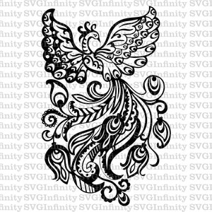 Peacock SVG, Firebird SVG, Peacock Clipart, Firebird Clipart, Beautiful Tail svg, Peacock Cricut, Silhouette Cricut cut file, png, eps, dxf