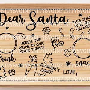 Caro Babbo Natale Vassoio SVG, Biscotti per Babbo Natale SVG, Tagliere di Natale, Biscotti e Latte, Vassoio dei biscotti della vigilia di Natale, Buon Natale