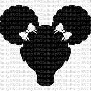 Afro Puffs SVG, afroamerikanische Mädchen SVG, kleine Mädchen Silhouette, süße kleine Afro Puff Mädchen Silhouette, schwarze Mädchen Magie, Afro Frisur