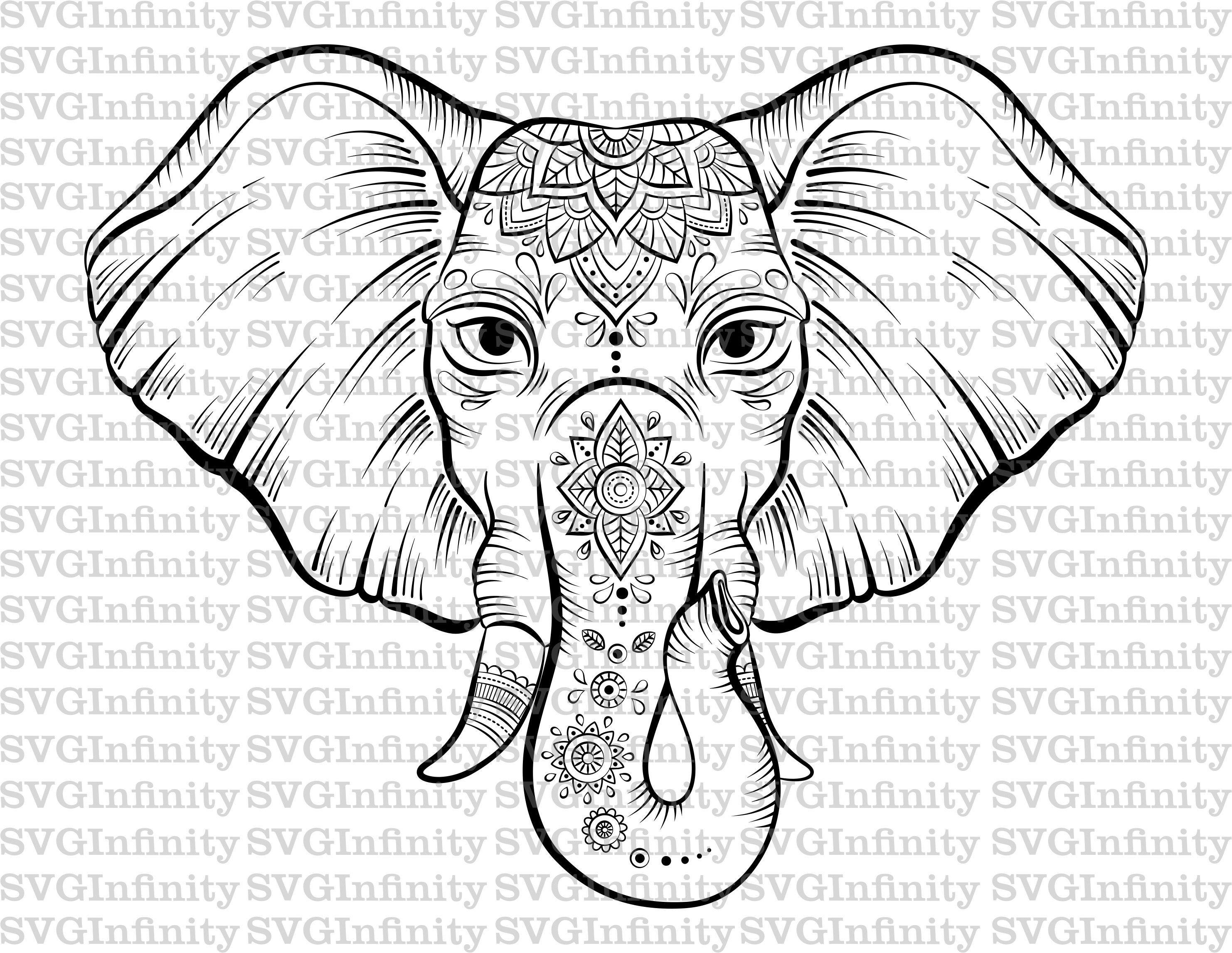 Elephant Mandala SVG Elephant Head SVG Ethnic Elephant svg | Etsy