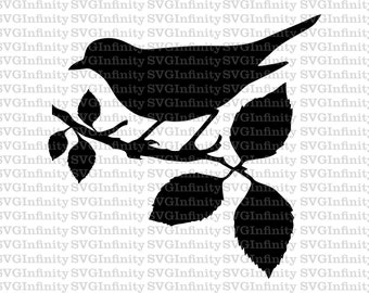 Bird On A Branch SVG, Animals, Bird Silhouette, Bird clipart, svg For Cricut, Silhouette Cut File, png, eps, dxf, Instant Digital Download