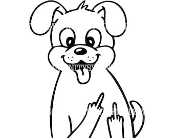 Hund långfinger SVG, rolig hund SVG, dra åt helvete SVG, knulla dig svg, knulla det, mobbare hund, hund clipart svg, hund silhuett svg, hund Cricut svg