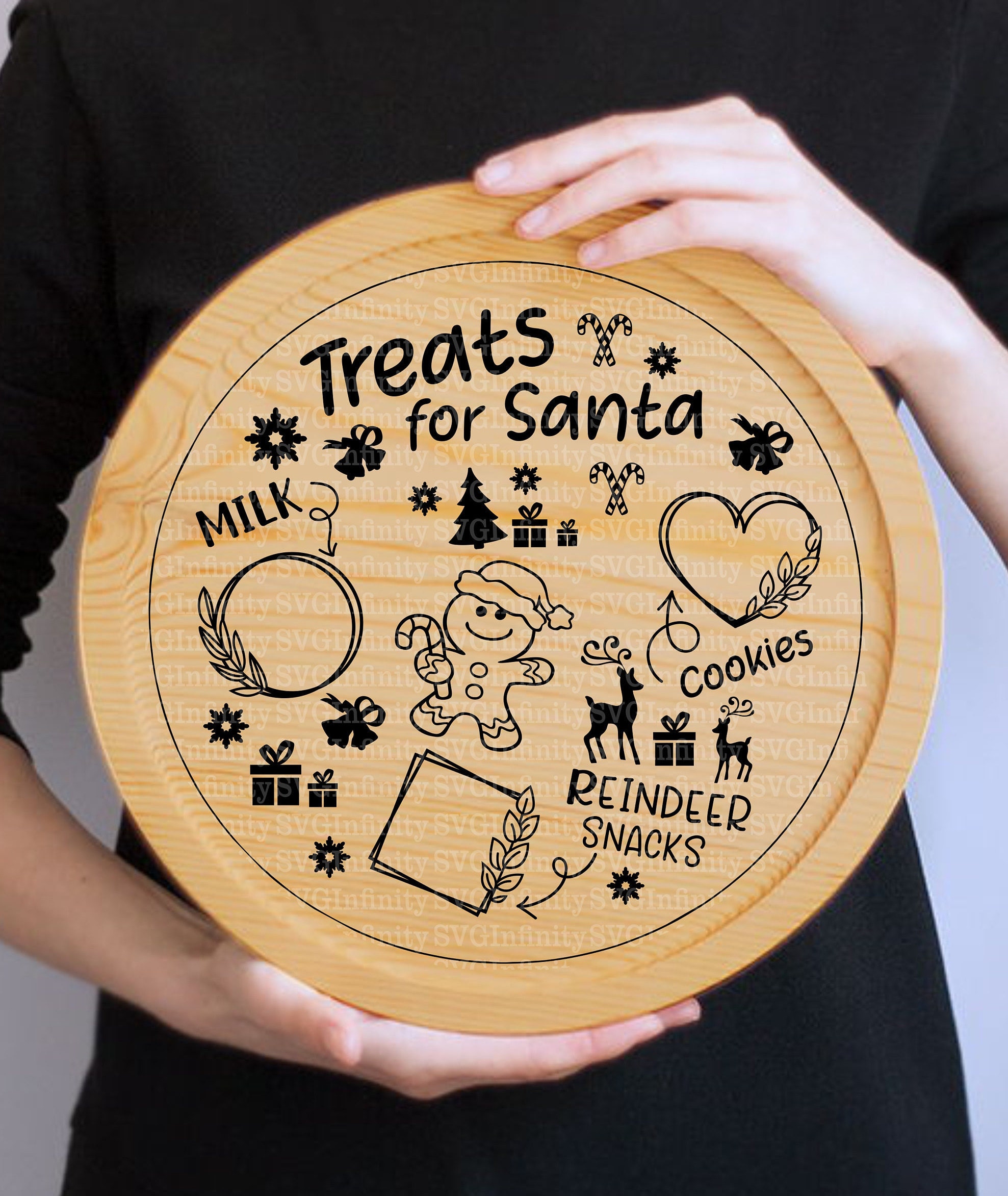 Treats For Santa Christmas Tray SVG Christmas Cutting Board | Etsy