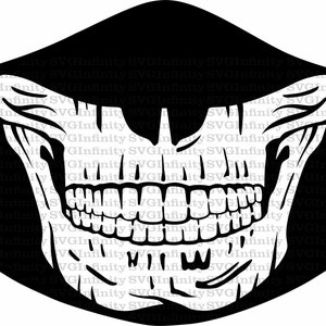 Schedel voor masker SVG, skelet gezichtsmasker, mond en tanden, grappig masker, epidemisch masker, gezichtsmasker clipart, gezichtsmasker cricut, silhouet gesneden bestand