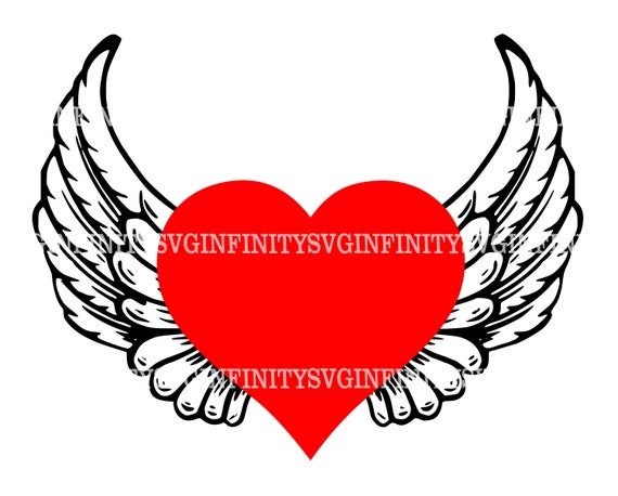 Heart With Wings SVG Angel Wings SVG Angel Heart SVG Angel | Etsy Canada