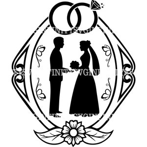 SVG de noiva e noivo, SVG de casamento, SVG de casamento, clipart de noiva e noivo, clipart de recém-casados, clipart de casamento, cartão de casamento, alianças de casamento