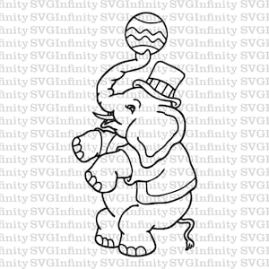 Olifant Met Bal SVG, Dieren SVG, Olifant Silhouet, Circus, SVG Voor Cricut, Silhouet Cut File, png, dxf, eps, pdf, Instant Download