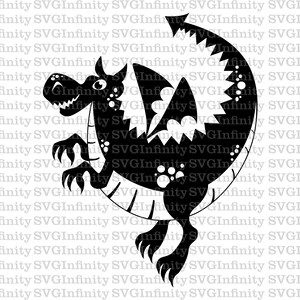 Dragão SVG, Dragon Silhouette Svg, Dragon Clipart, svg para Cricut, arquivo de corte de silhueta, png, dxf, eps, pdf, download digital instantâneo