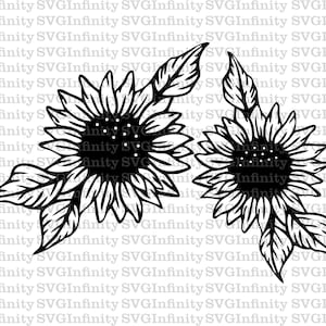 Sunflowers SVG, Floral Clipart, Sunflower Clipart, Flower svg, Sunflower Template, svg For Cricut, Silhouette Cut File, png, dxf, eps, pdf
