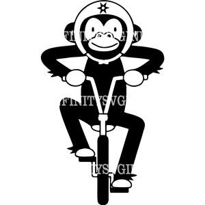 Monkey by Bike SVG, Monkey Clipart, Monkey Cricut, Animals svg, Monkey Silhouette, SVG for Cricut, arquivo de corte de silhueta, png, dxf, eps, pdf