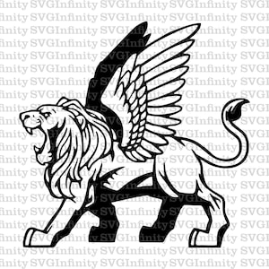 Griffin SVG, Grifos SVG, León con Alas SVG, Silueta de León, Imágenes Prediseñadas de Grifo, Imágenes Prediseñadas de Grifos, Tatuaje, León Rugiendo, Imágenes Prediseñadas de León, png