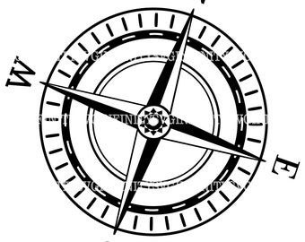 Kompass SVG, Vintage Kompass, Vindros, Nautisk Kompass, Kompass Clipart, Kompass Cricut, Marin, Silhuett Cricut klippfil, png, dxf, eps
