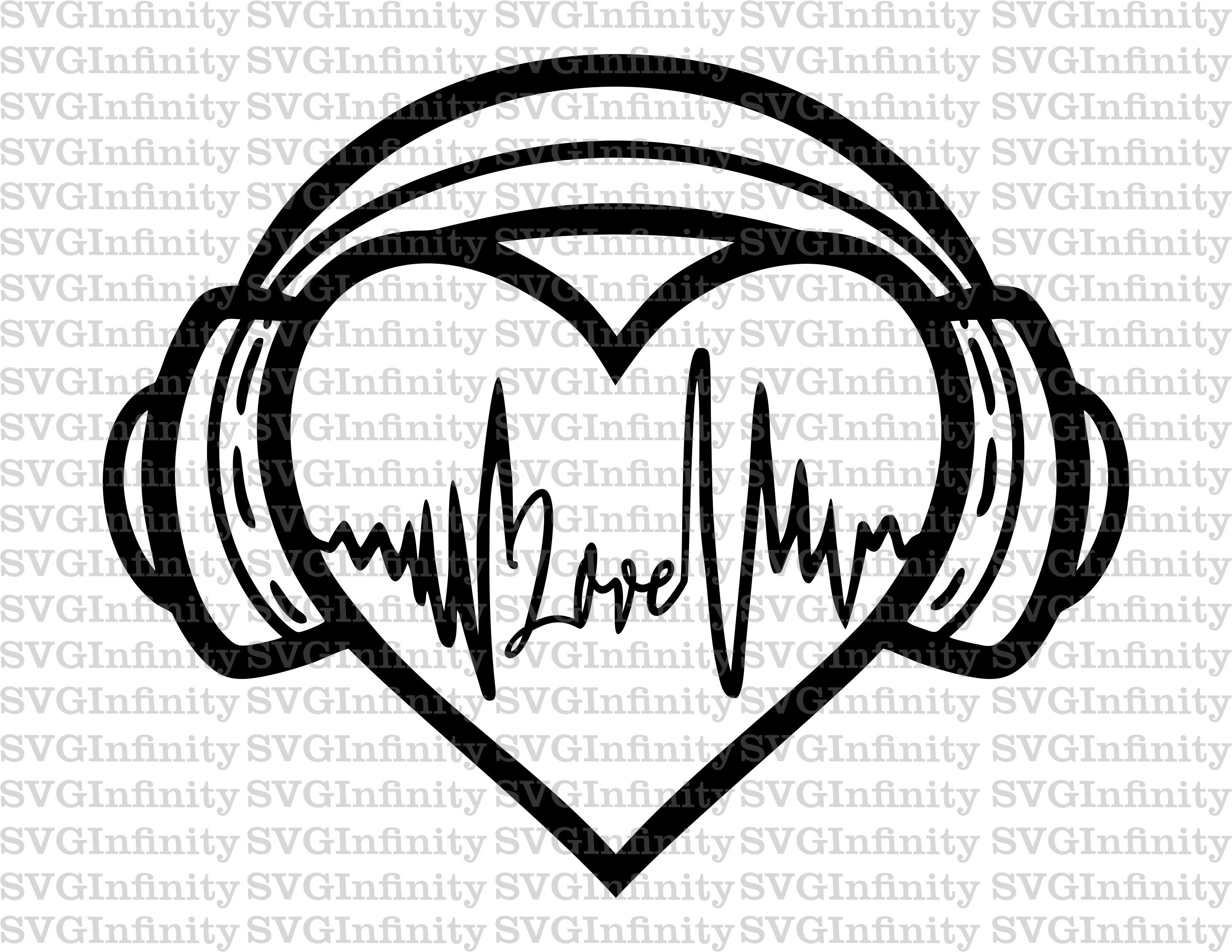 Corazón con auriculares SVG, amor SVG, amor ritmo SVG, música para siempre,  imágenes prediseñadas de corazón, imágenes prediseñadas de auriculares,, image size:2964x2292