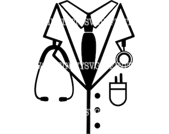 Läkarjacka SVG, Stetoskop SVG, Läkare SVG, Sjukvårdare svg, Läkarkläder svg, Läkare Clipart, Läkarrock svg, Läkaroutfit svg, png