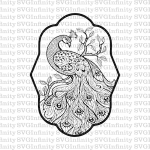 Peacock SVG, Firebird SVG, Peacock Clipart, Firebird Clipart, Pfau im Rahmen, Wunderschöner Schwanz svg, Peacock Silhouette, Silhouette Cut File