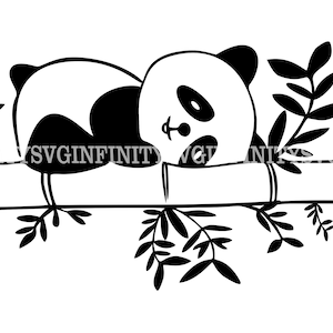 Panda op de boom SVG, bamboe beer SVG, Panda clipart, Panda silhouet, Panda Cricut SVG, dieren SVG, silhouet Cricut gesneden bestand, PNG, EPS