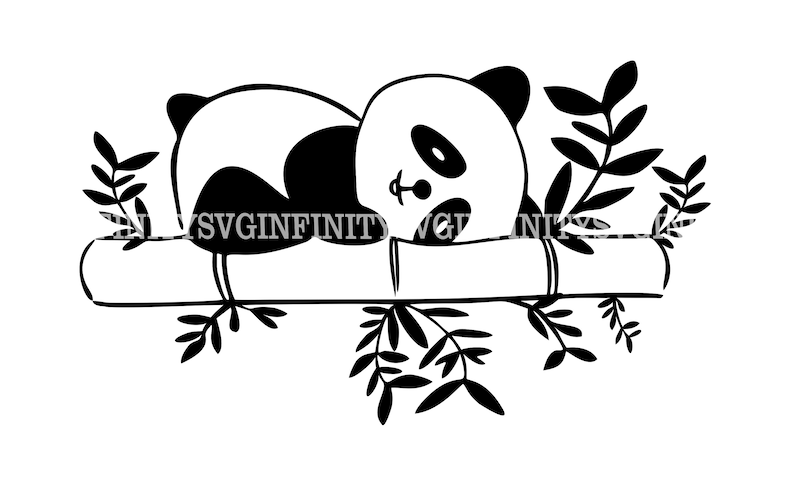 Panda on the Tree SVG, Bamboo Bear SVG, Panda Clipart, Panda Silhouette, Panda Cricut svg, Animals SVG, Silhouette Cricut cut file, png, eps image 1