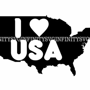 I Love USA svg, USA Landkarte Silhouette, Amerika Heimat, USA Clipart, Amerikanische Karte, I Love Amerika, Silhouette Cut File, Sofort Download, png