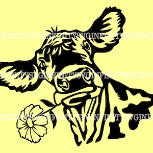Kuh mit Blume SVG, Kuh Schnauze SVG, Kuh SVG, lustige Kuh svg, Bauernhof Tier svg, Färse svg, Bauernhof Shirt svg, Kuh Clipart svg, Kuh Cricut svg