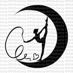 Girl Moon SVG, Acrobat svg, Gymnast svg, Dancer svg, Girl Moon Clipart, Girl Moon Silhouette svg, Silhouette cut file, Cricut cut file, png