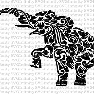 Elefante tribal SVG, Elefante Mandala SVG, Clipart de elefante, Elefante étnico, Silueta de elefante, Elefante Zentangle, África svg, png, eps