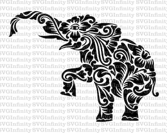 Tribal Elephant SVG, Elephant Mandala SVG, Elephant Clipart, Ethnic Elephant, Elephant Silhouette, Zentangle Elephant, Africa svg, png, eps