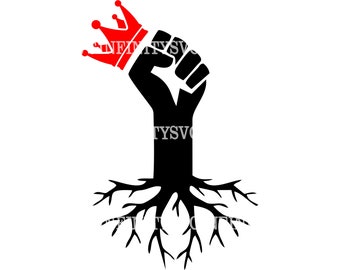 Puño Negro con Corona SVG, Afro Roots SVG, Black King SVG, Historia Negra, Recuerda Tus Raíces, Puño Cerrado, Black Power, Afroamericano