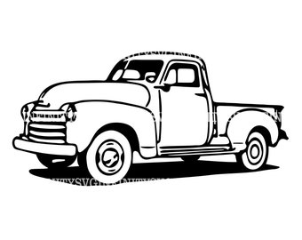 Pickup SVG, Vintage Truck SVG, Dodge Truck Silhouette, Chevy Pickup Truck, Ford Pickup Truck 1940, Silhouette Cricut cut file, png, eps, dxf