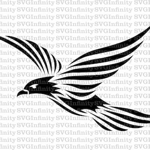 Flying Bird SVG, Tribal Bird SVG, Flying Bird Clipart, Fkying Bird Cricut, Animais, Arquivo de corte de silhueta, svg para Cricut, png, dxf, eps, pdf