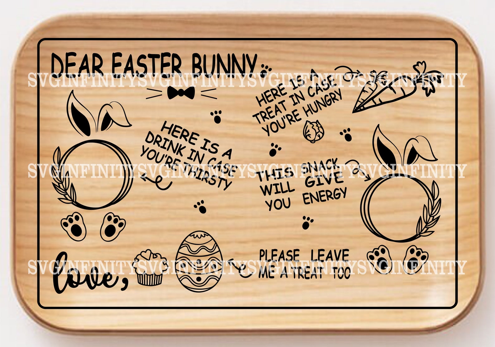 Dear Easter Bunny Tray SVG Easter Cutting Board SVG Easter - Etsy