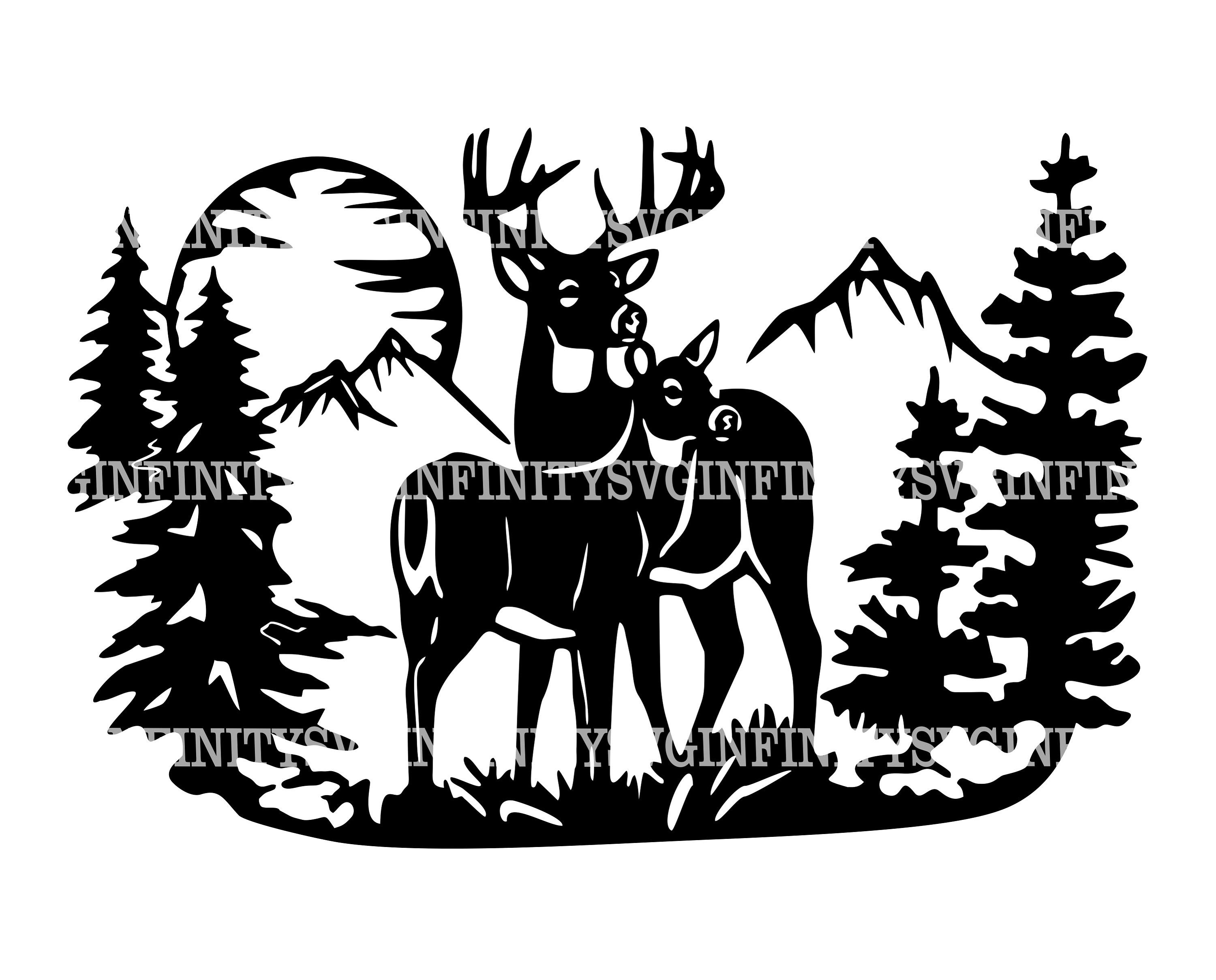 Deers and Mountains SVG Deer SVG Wildlife SVG Adventure | Etsy Canada