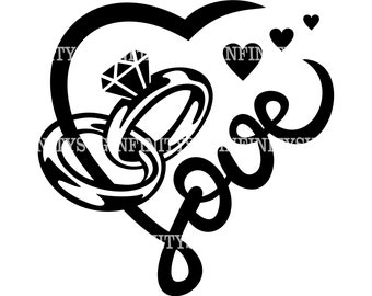 Vigselringar SVG, Kärlek SVG, Bröllop SVG, Nygifta svg, Äktenskap svg, Nygifta Clipart, Bröllop Clipart, Kärlek för alltid, Bröllopskort