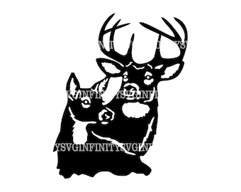 Hjortar SVG, Hjortpar SVG, Vilda Djur SVG, Äventyrssvg, Hjort Clipart, Hjort Cricut, Jakt, Natur, Bock och Hindsvg, Hjortpar Clipart